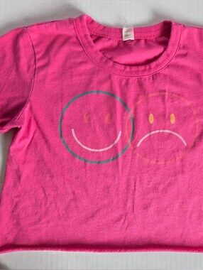 Girls' Hot Pink Smiley Graphic Tee - Brand Not Visible